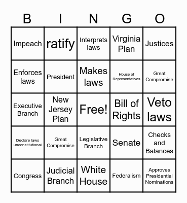 Unit 4 5th SS Bingo Card