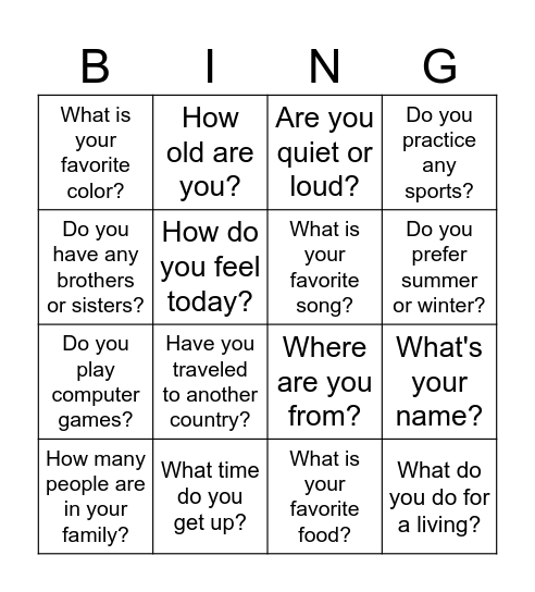 Untitled Bingo Card