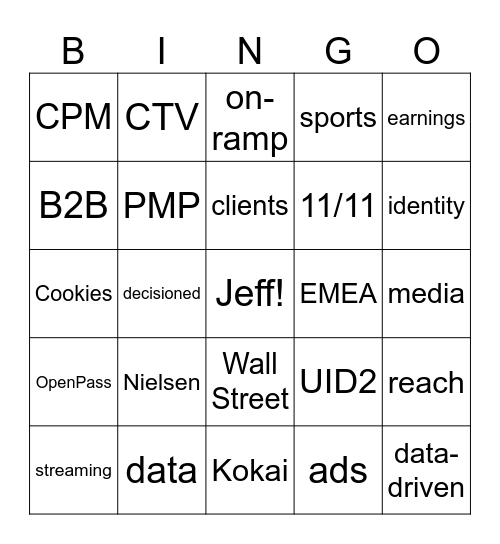 TTD All Hands Bingo! Bingo Card