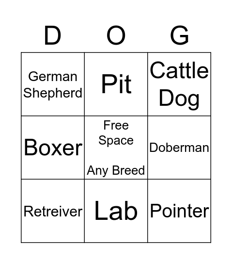 Demo That Dog! Bingo Card