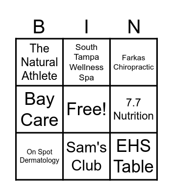 Health & Wellness Fair Bingo Card