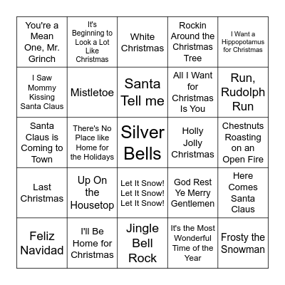 Christmas Song Bingo Card
