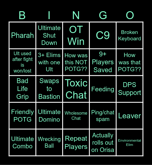 Overwatch BINGO Card