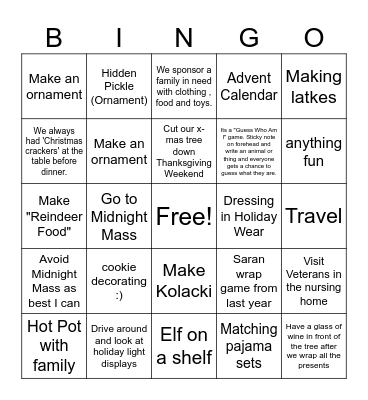 Holiday Fun at M&BPN Bingo Card