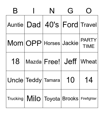 November Birthday's BINGO Card