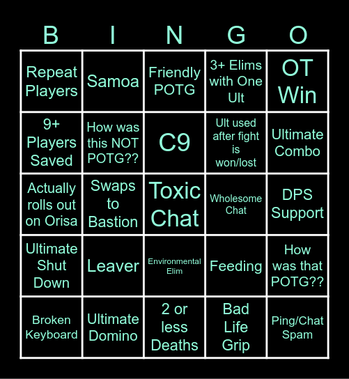 Overwatch BINGO Card