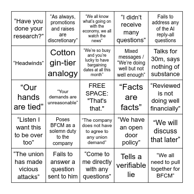 All hands Bingo Card