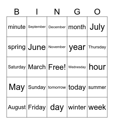 The Year Bingo Card