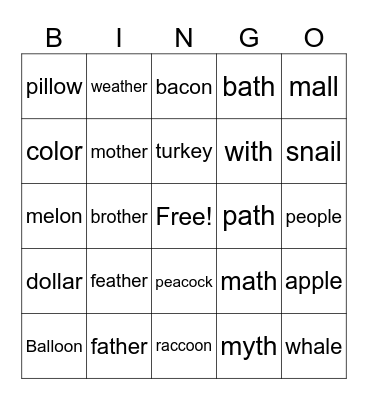 L, K, Th Bingo Card