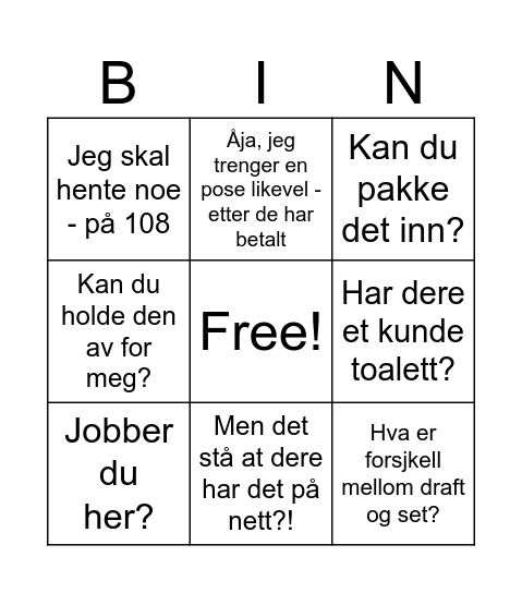 kunde bingo Card