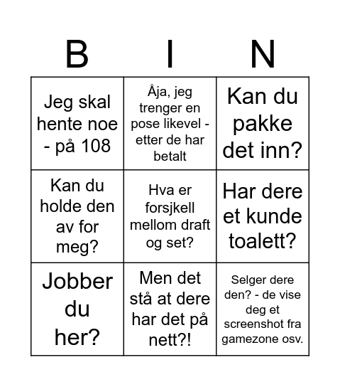 kunde bingo Card