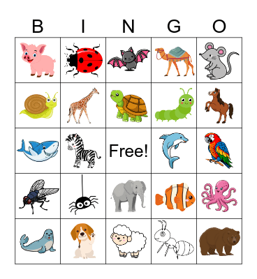 Animals Bingo Card