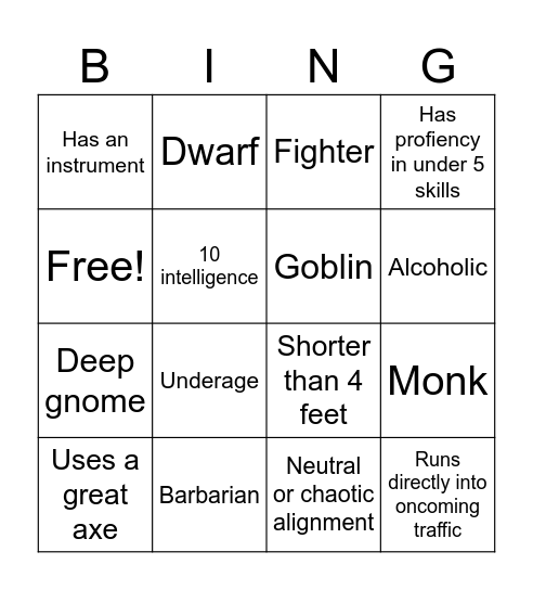 Frug time Bingo Card