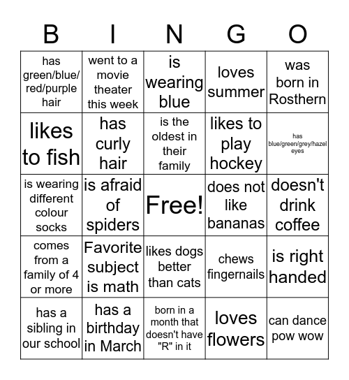 HUMAN SCAVENGER HUNT Bingo Card