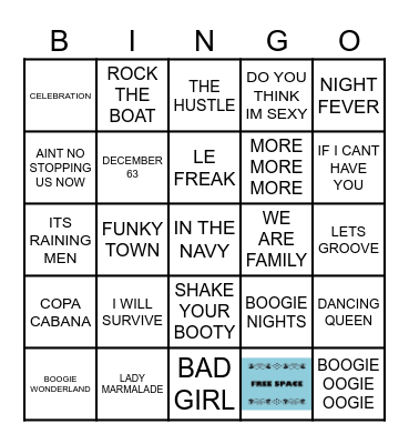 DO YOU REMEMBER DISCO Bingo Card