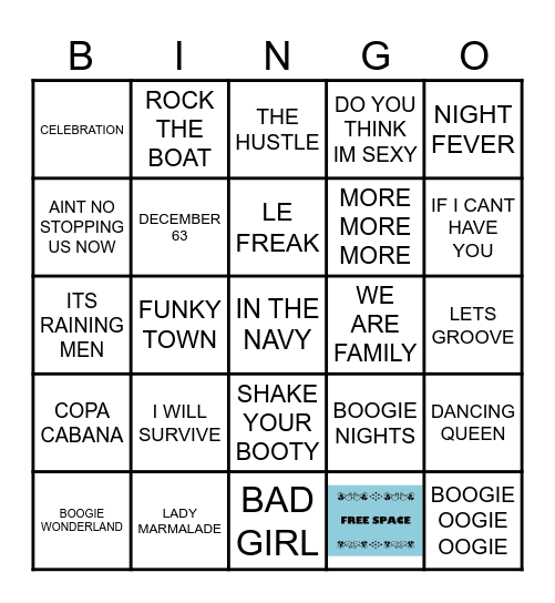 DO YOU REMEMBER DISCO Bingo Card