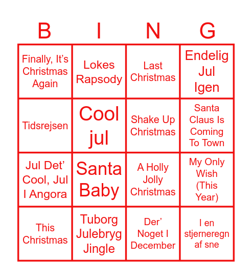 VØS julefrokost 2023 Bingo Card