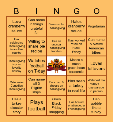 Thanksgiving Bingo Card