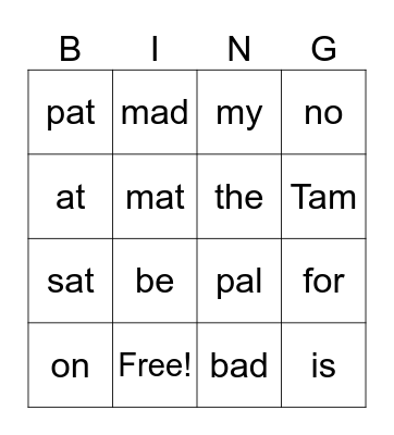 The Tan Cat Bingo Card