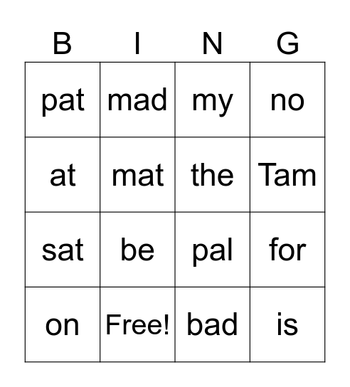 The Tan Cat Bingo Card