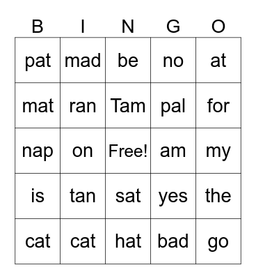 The Tan Cat Bingo Card