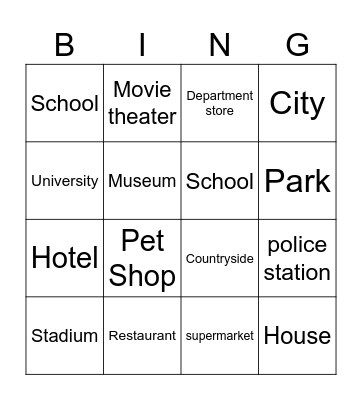 Place Bingo! Bingo Card