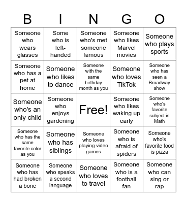 Human Bingo Card