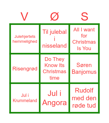 VØS Julefrokost Bingo Card