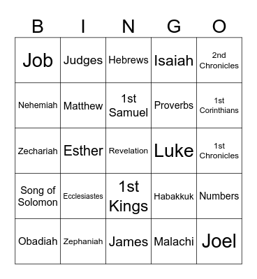 Bible Bingo Card