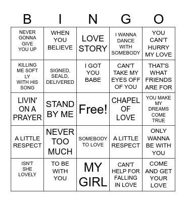 MUSIC Bingo Card
