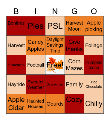 FALL SEASON Bingo Card