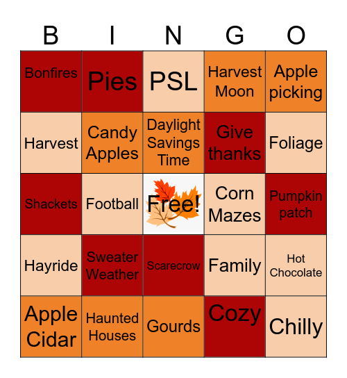 FALL SEASON Bingo Card