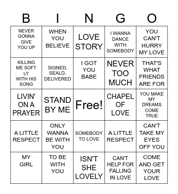 MUSIC Bingo Card