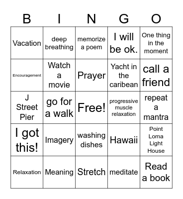 IMPROVE Bingo Card