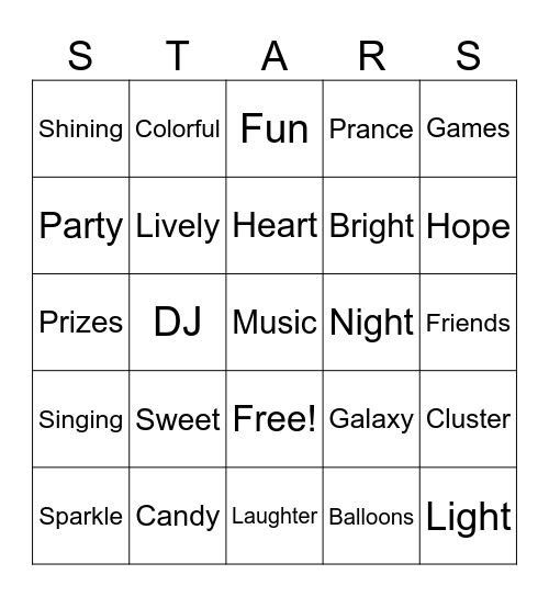 Starry Night Bingo Card