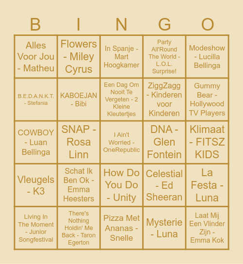 The Kids 2023 Edition Bingo Card