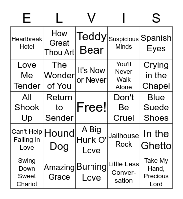 Elvis Bingo Card