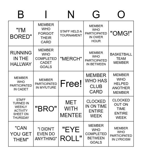 BGC BINGO Card