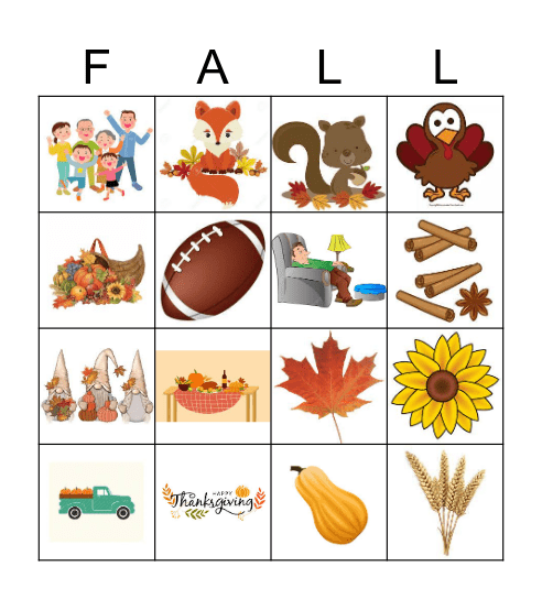 Thanksgiving Bingo Card