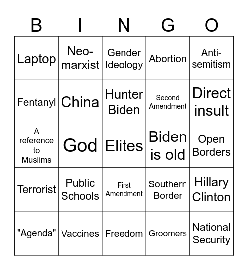 Republican Bingo Card