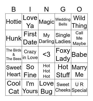 <3 <3 SweetHeart Bingo <3 <3 Bingo Card