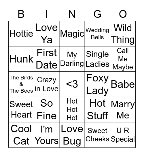 <3 <3 SweetHeart Bingo <3 <3 Bingo Card