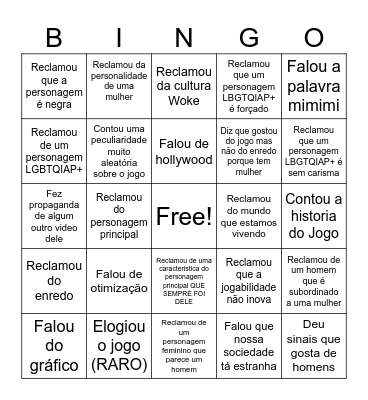 Bingo do Zangado 2023 Bingo Card