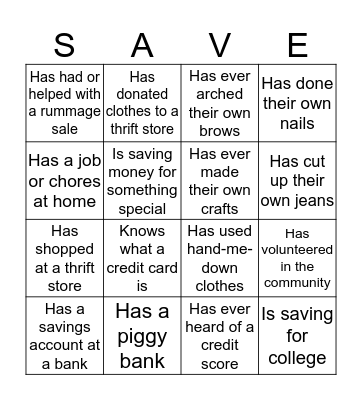 THRIFTY BINGO Card