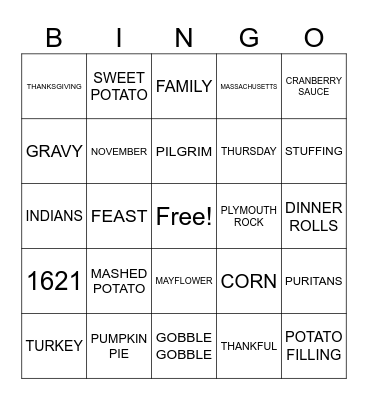 Thanksgiving Bingo Card