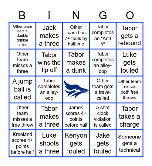 MBB Tabor Classic Bingo Card