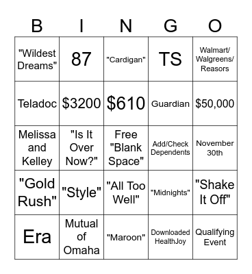 Tenstreet Open Enrollment 2024! Bingo Card