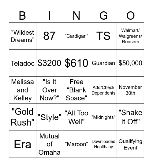 Tenstreet Open Enrollment 2024! Bingo Card