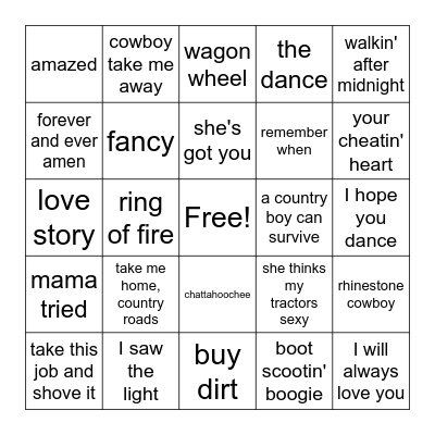 Country Classics-- Old and New Bingo Card