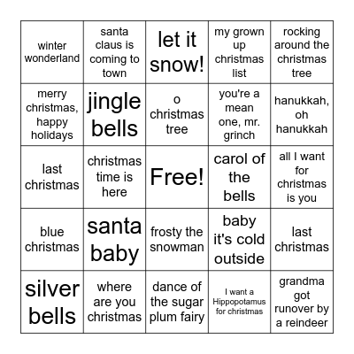 'Tis the Season Bingo Card